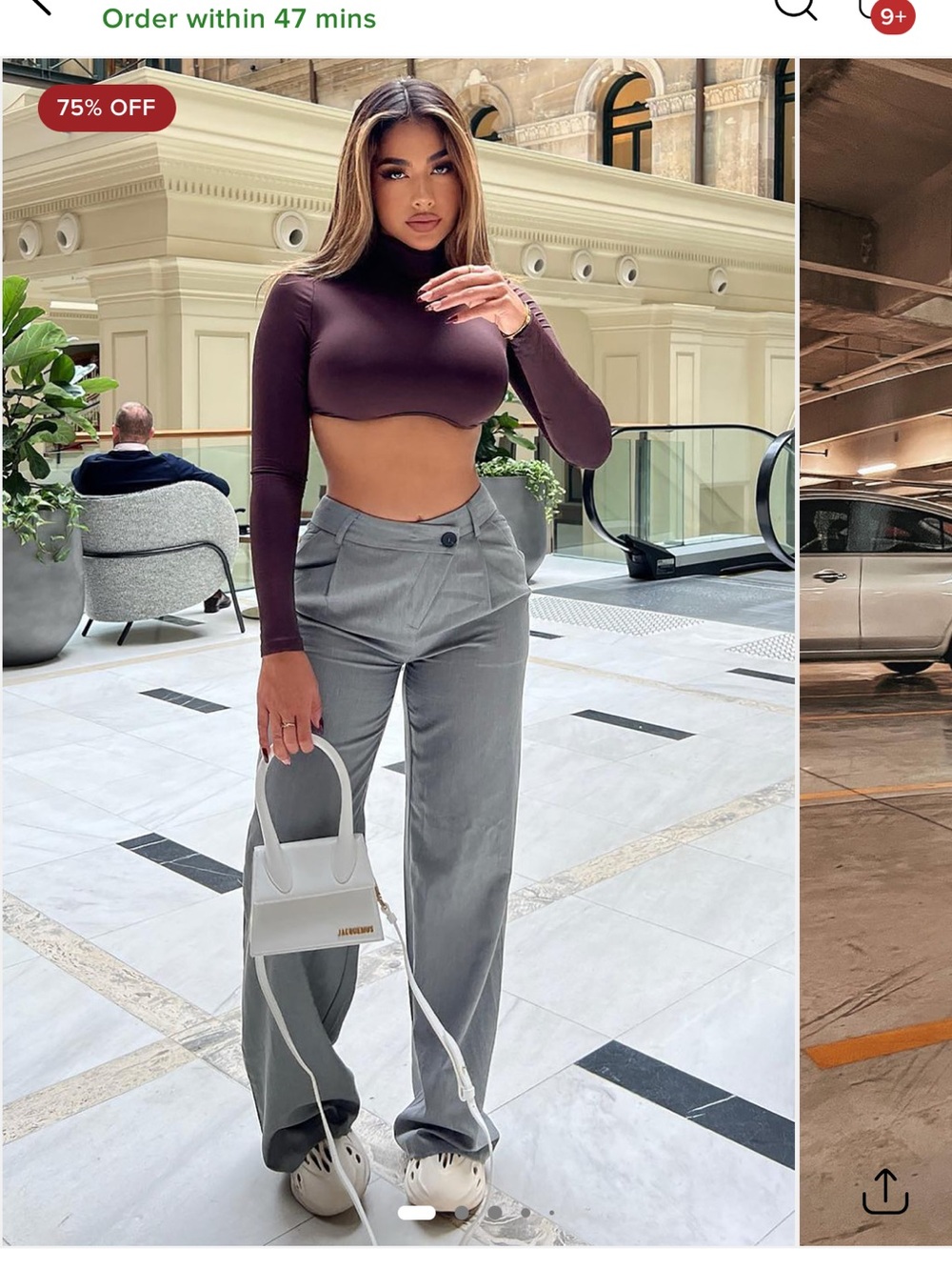 Fashion Nova Grey High-Rise Wide Leg Trousers